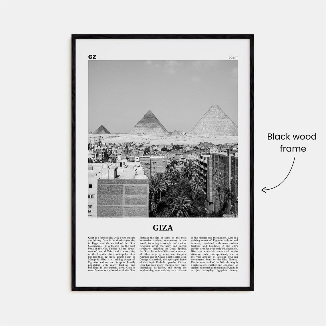 Giza Print Black And White Giza Wall Art Giza Poster Giza Photo Giza Wall Decor City Art Print Egypt Poster Print Giza Arab - Image 3
