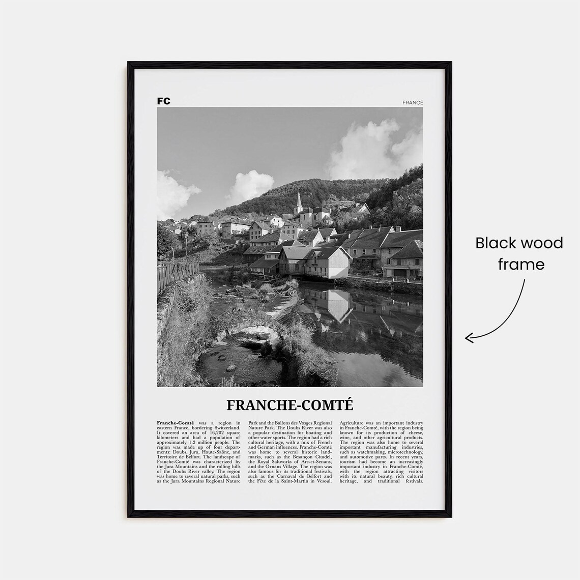 Franche Comte, Black And White Travel Poster - Image 3