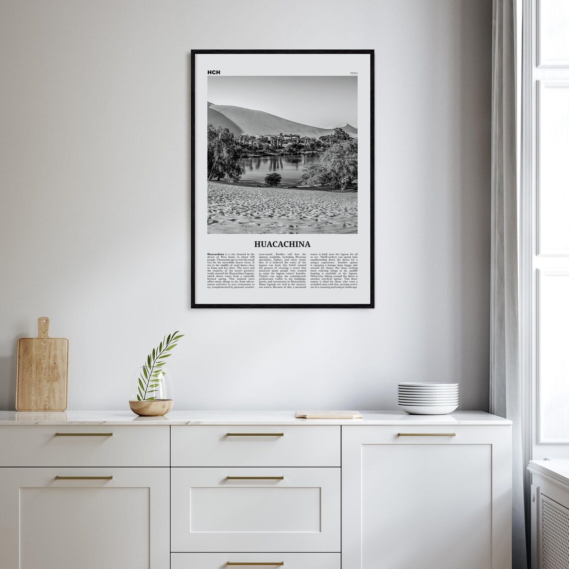 Huacachina Black and White Travel Poster, Peru - Image 2
