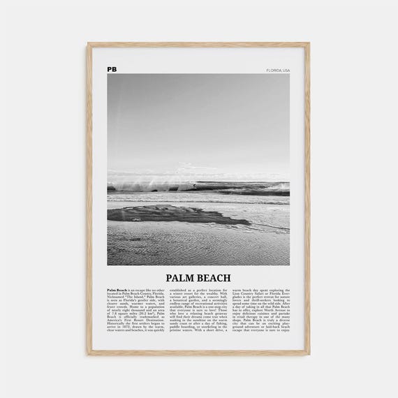 Palm Beach Black and White Travel Poster, Florida