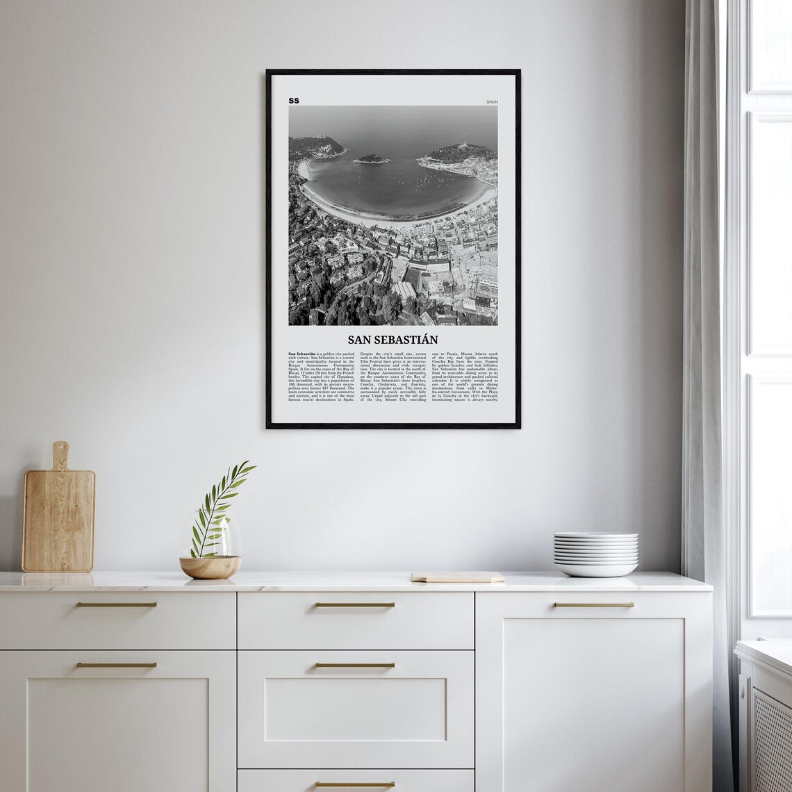 San Sebastian Black and White Travel Poster, Spain - Image 2