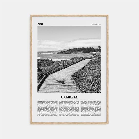 Cambria Black And White Travel Poster, California