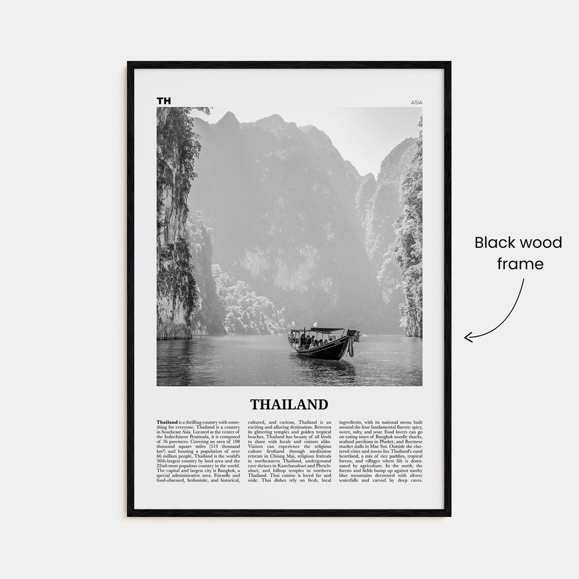 Thailand Black And White Travel Poster, Bangkok - Image 3