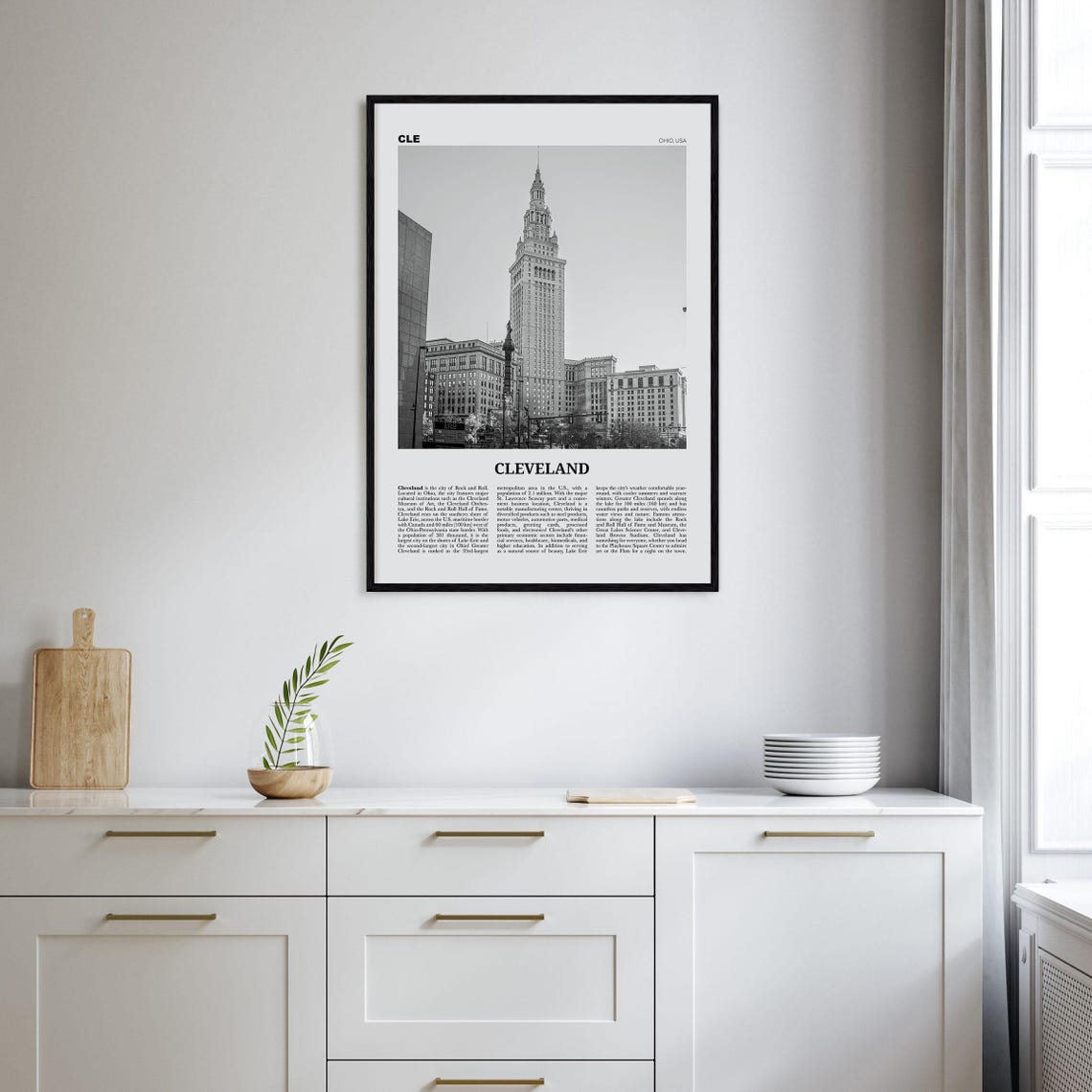 Cleveland Print Black And White No 3 Cleveland Wall Art Cleveland Poster Cleveland Photo Ohio Usa United States North America - Image 2