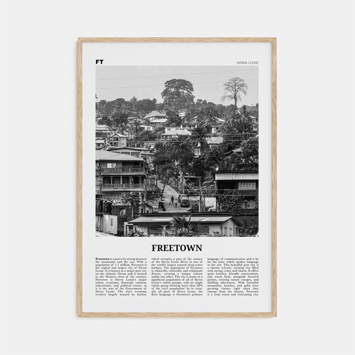 Freetown Black and White Travel Poster, Sierra Leone