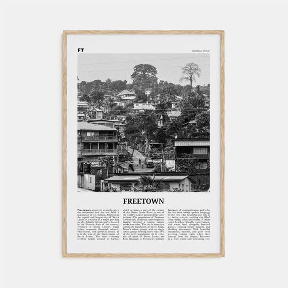Freetown Black and White Travel Poster, Sierra Leone