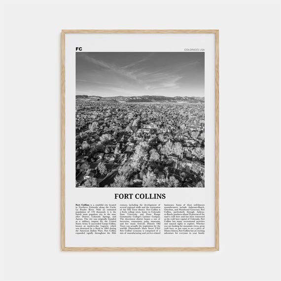 Fort Collins Black And White Travel Poster