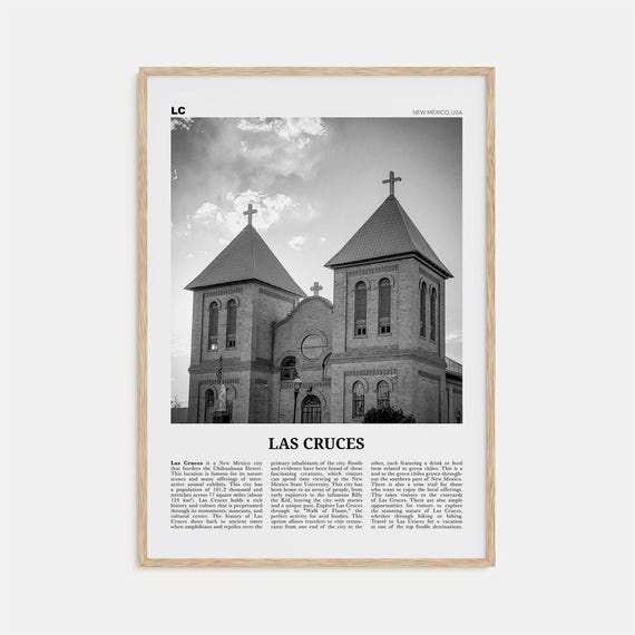 Las Cruces Black and White Travel Poster, New Mexico