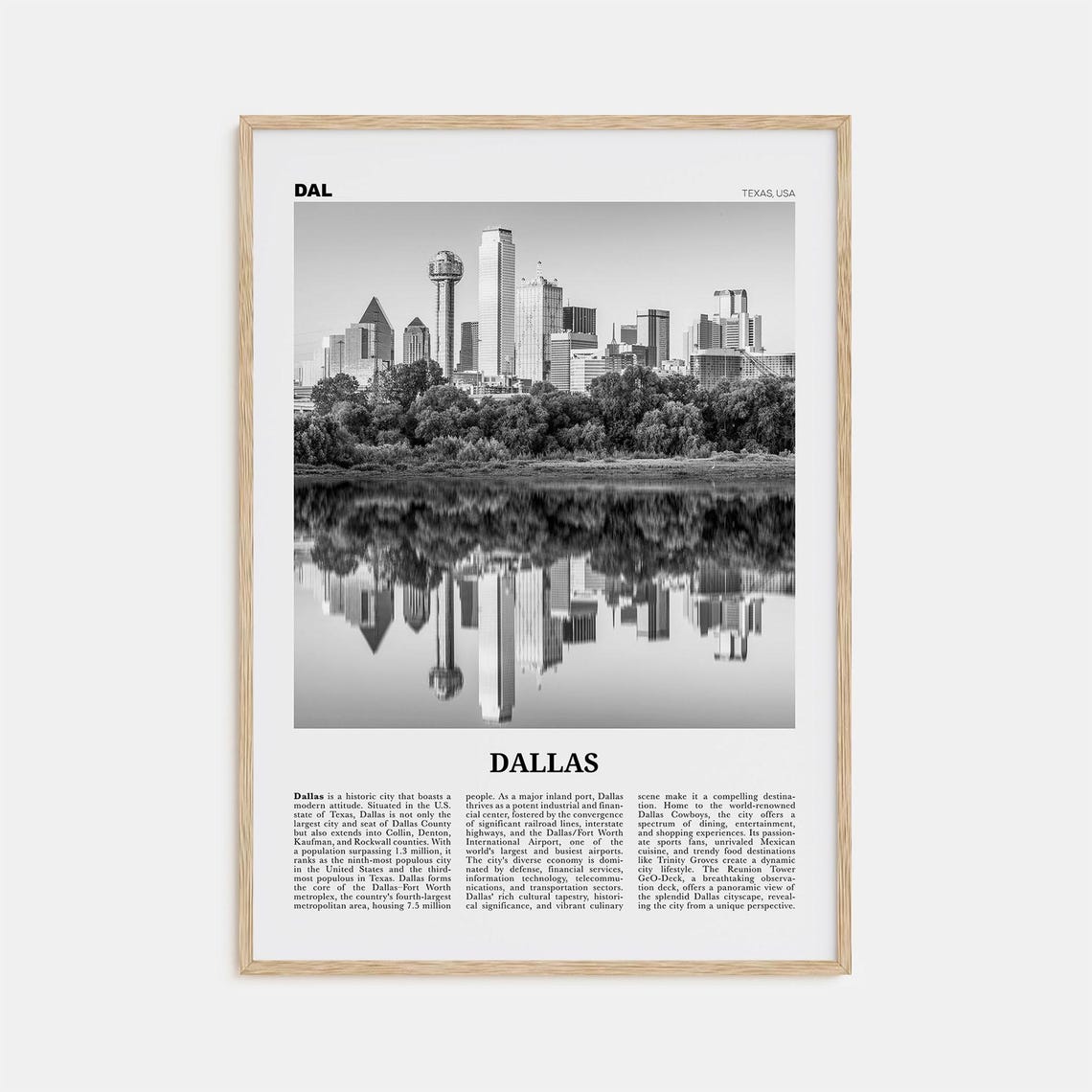 Dallas Black and White No. 1 Travel Poster