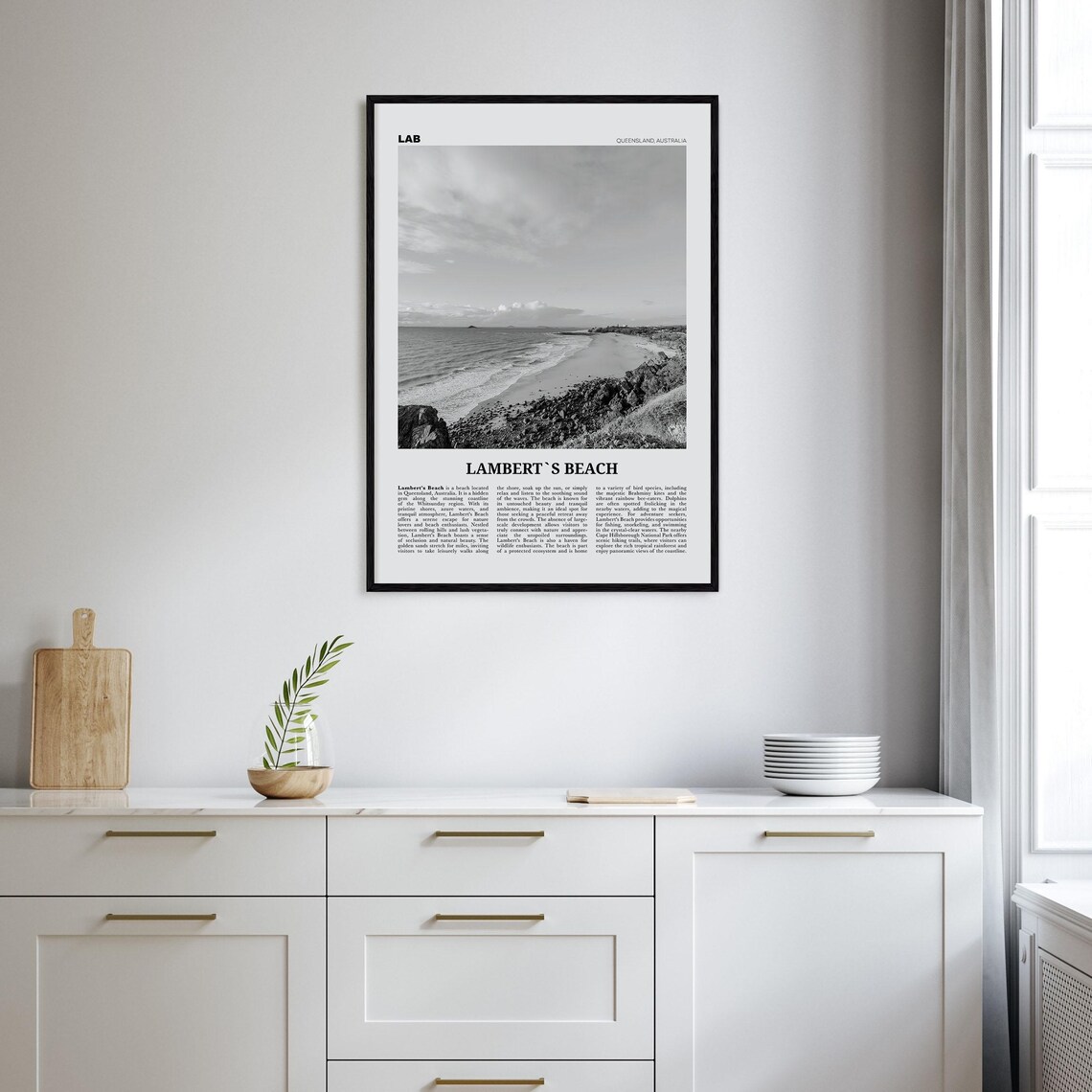 Lamberts Beach Art Print, Black And White - Image 2