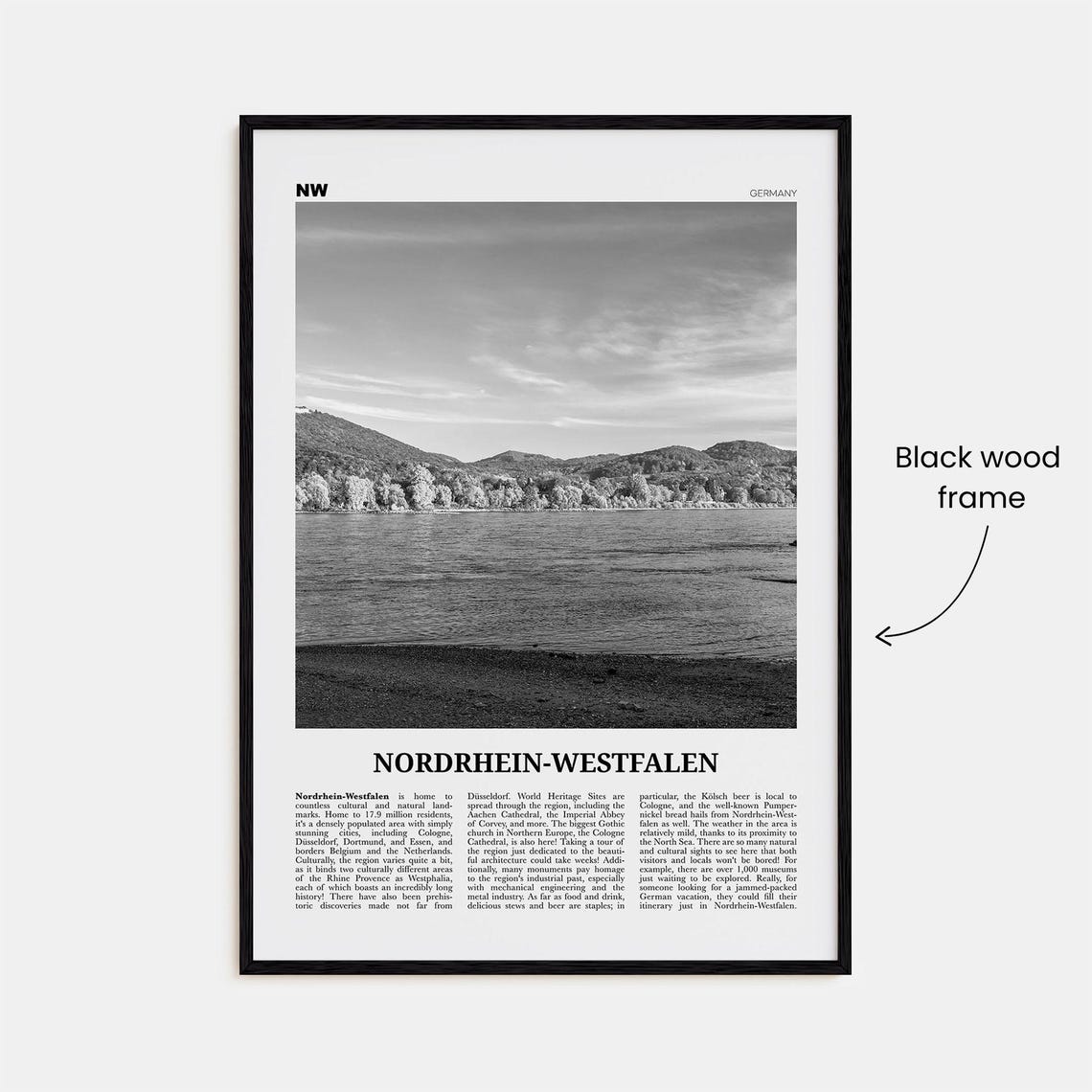 Nordrhein Westfalen Print Black And White Nordrhein Westfalen Wall Art Nordrhein Westfalen Poster Nordrhein Westfalen Photo Germany - Image 3