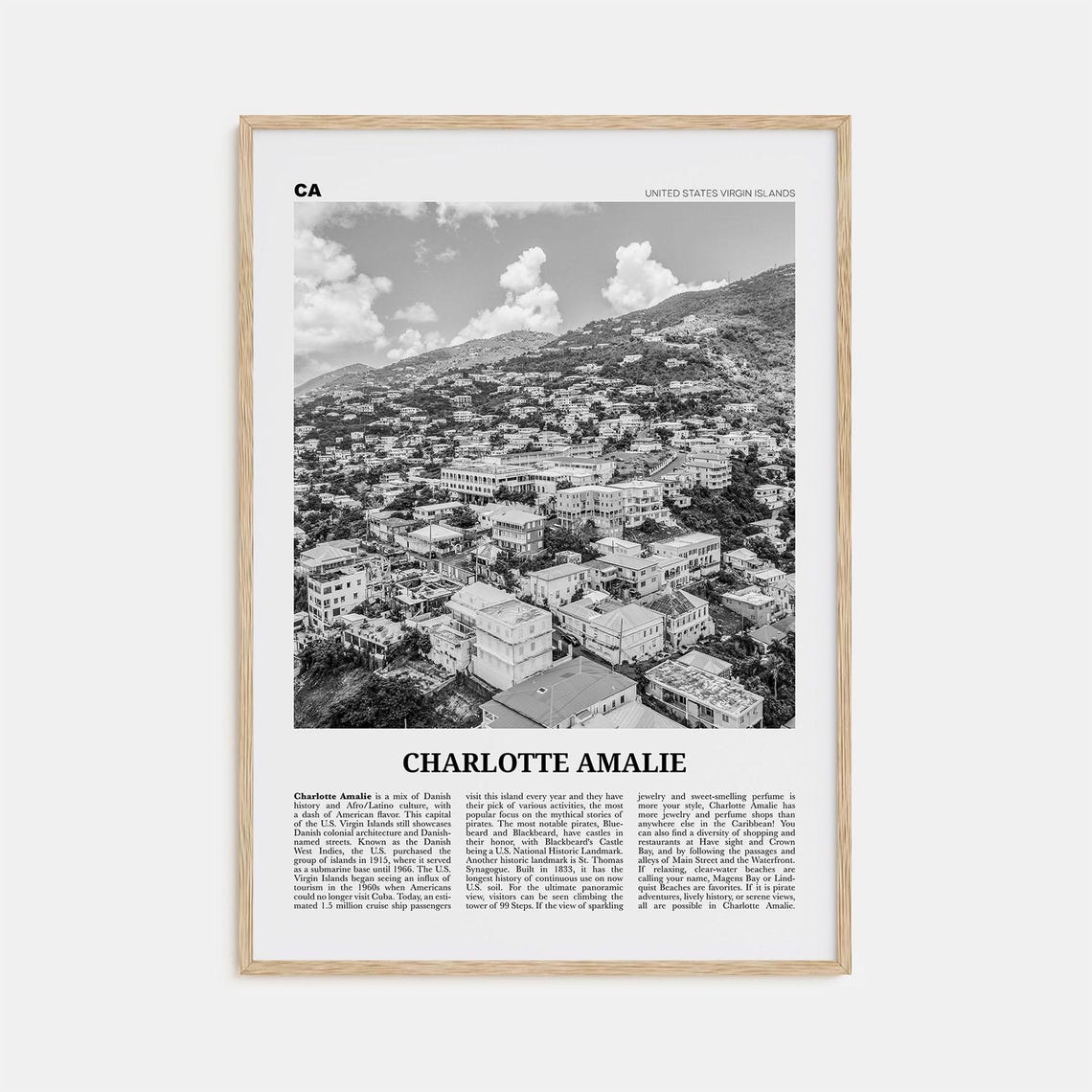 Charlotte Amalie Print Black And White Charlotte Amalie Wall Art Charlotte Amalie Poster Charlotte Amalie Photo Virgin Islands