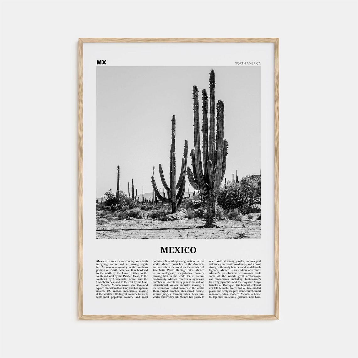 Mexico Black And White Travel Poster, Wall Art Print
