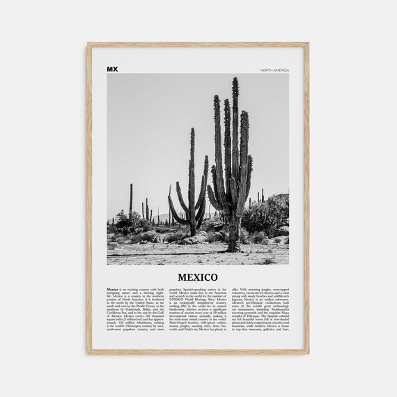 Mexico Black And White Travel Poster, Wall Art Print