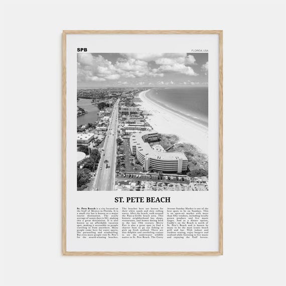 St Pete Beach Black and White No. 2 Travel Poster