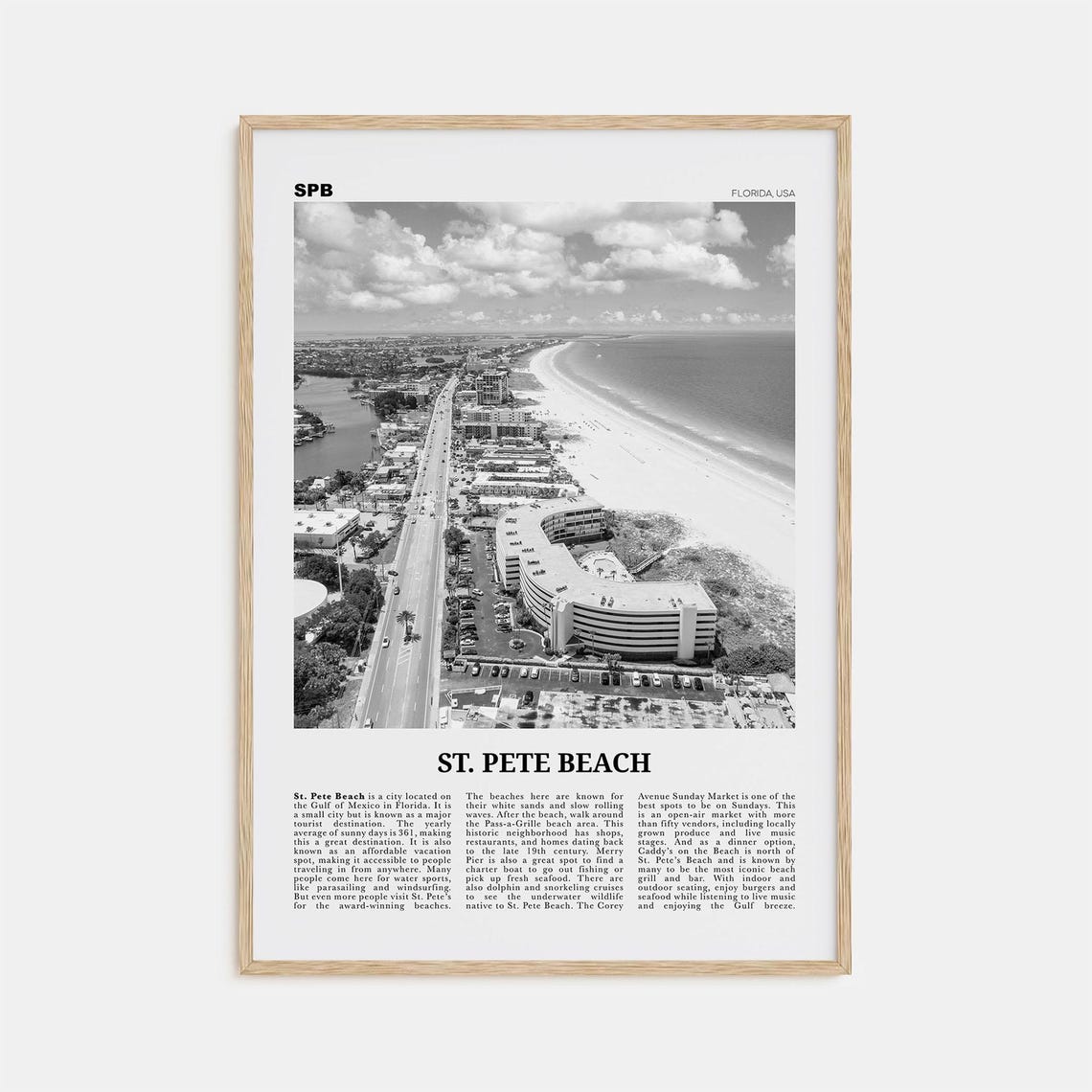 St Pete Beach Black and White No. 2 Travel Poster