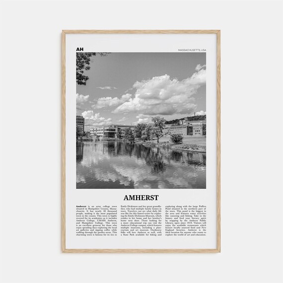 Amherst Map Art Print, Black and White Massachusetts
