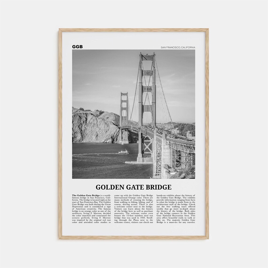 Golden Gate Bridge Black And White San Francisco Art Print