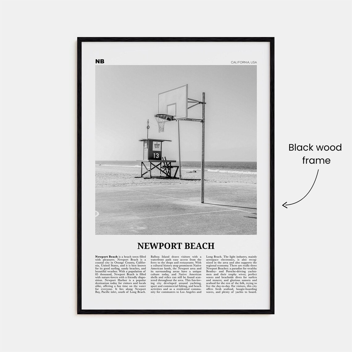 Newport Beach Black and White Travel Poster, California - Image 3