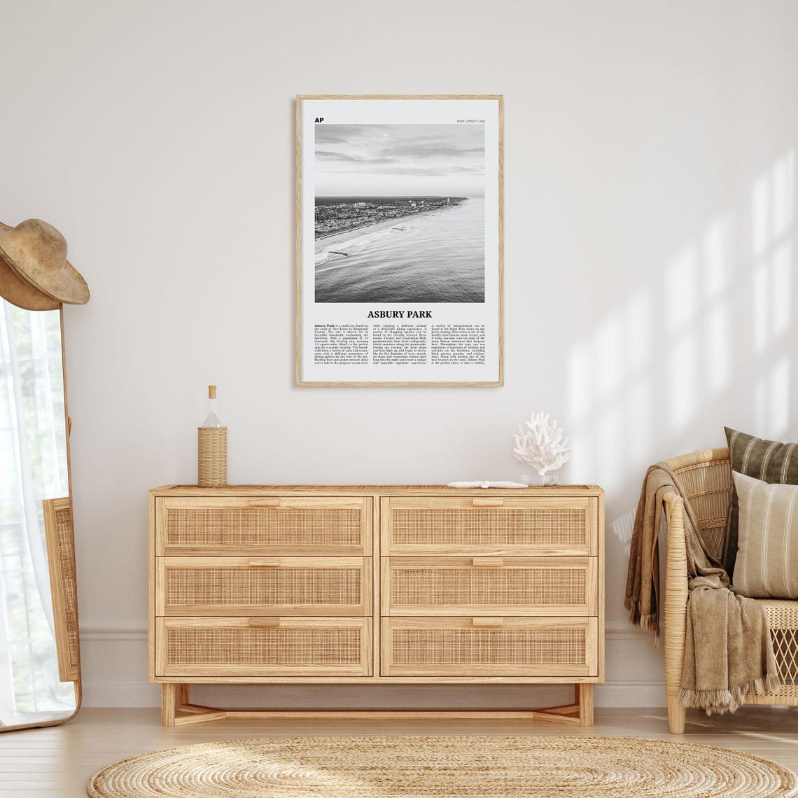 Asbury Park Black and White Travel Poster Print - Image 4