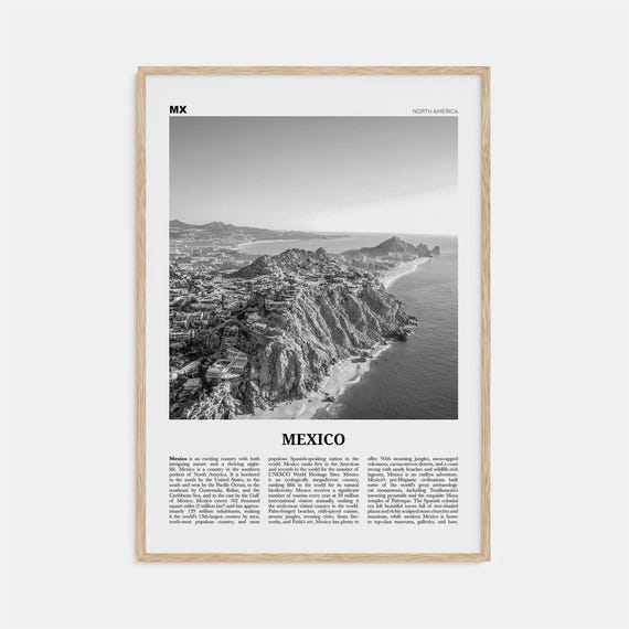 Mexico Black And White Poster, Mexico Photo Art Print