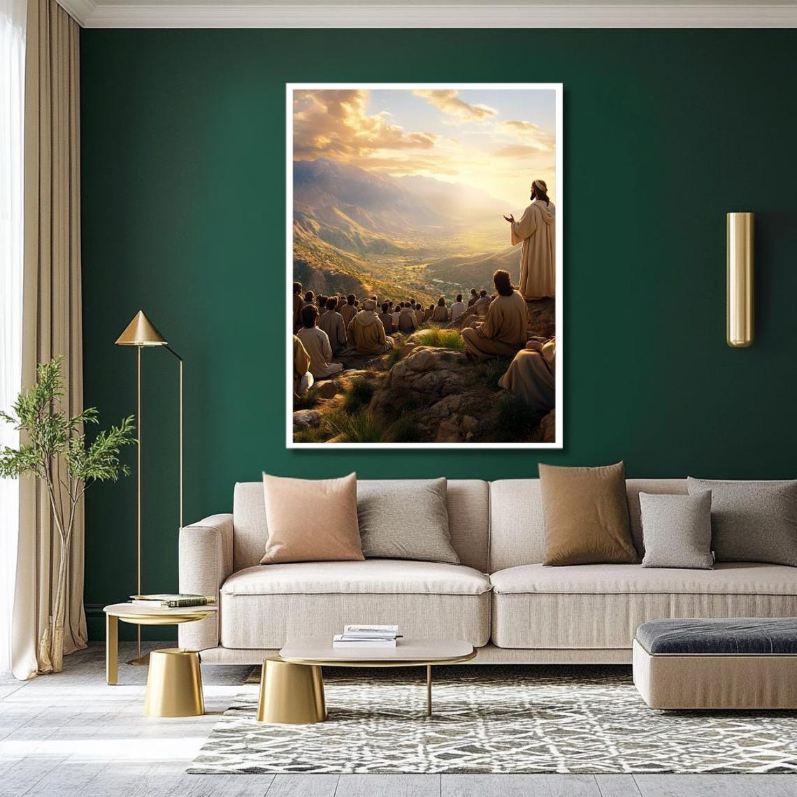 Mountain Sermon Wall Art Spiritual Sunset Print Golden Valley Wall Decor - Image 2