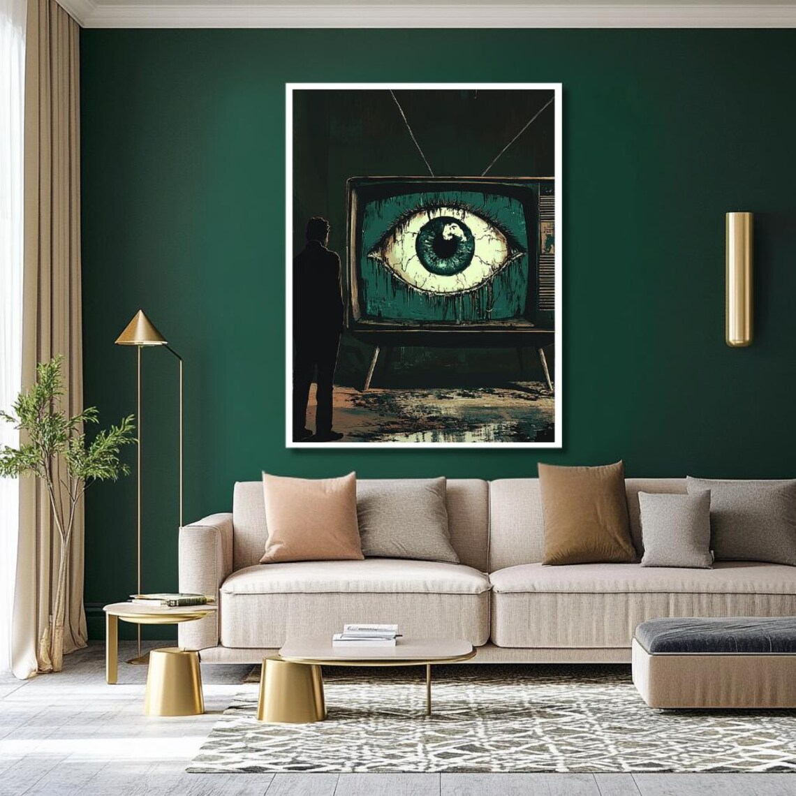 Surreal Eye In Vintage TV Dark Conceptual Retro Surreal Art Poster - Image 2