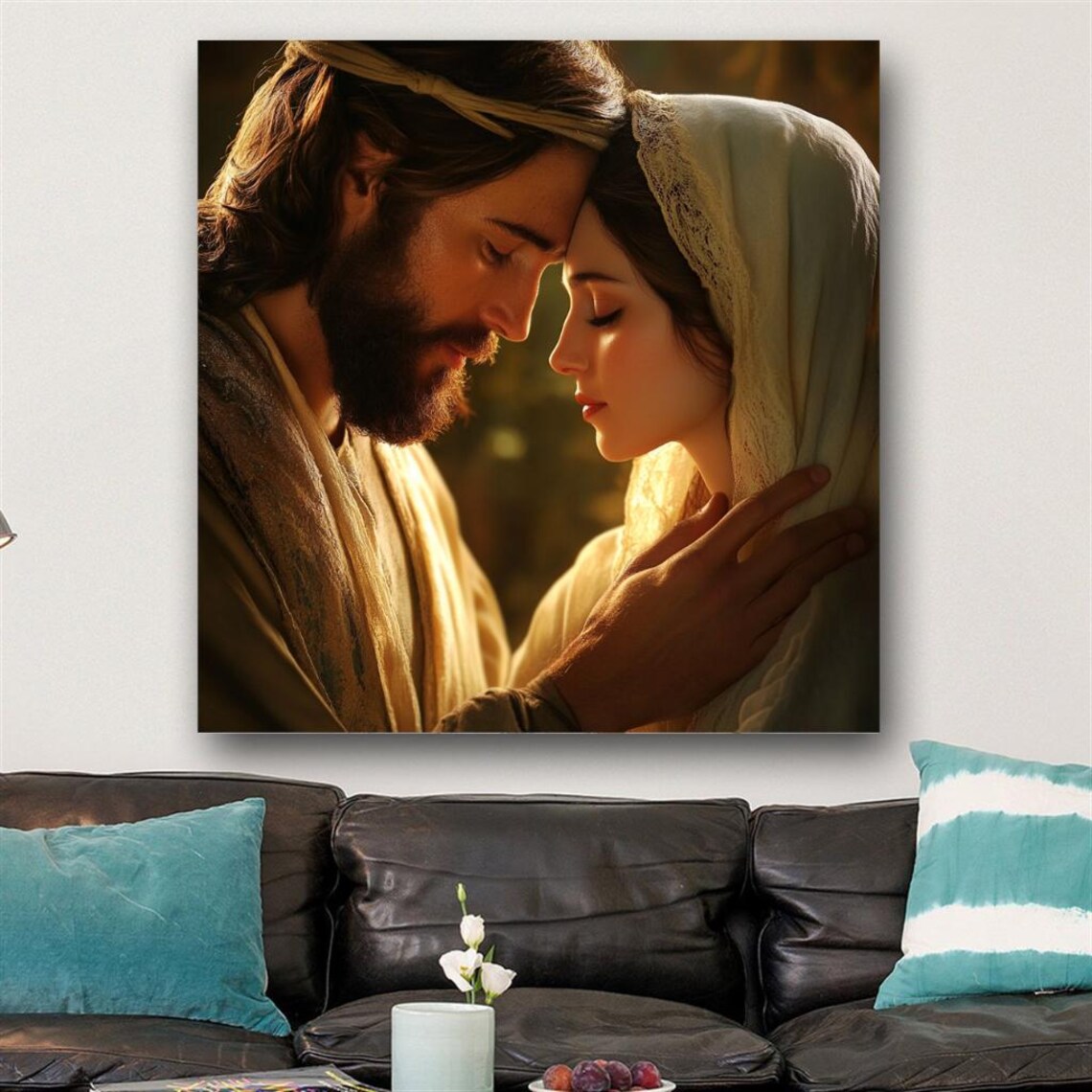 Jesus in a Tender Moment With a Bowed Woman in Golden Light Poster - Image 3