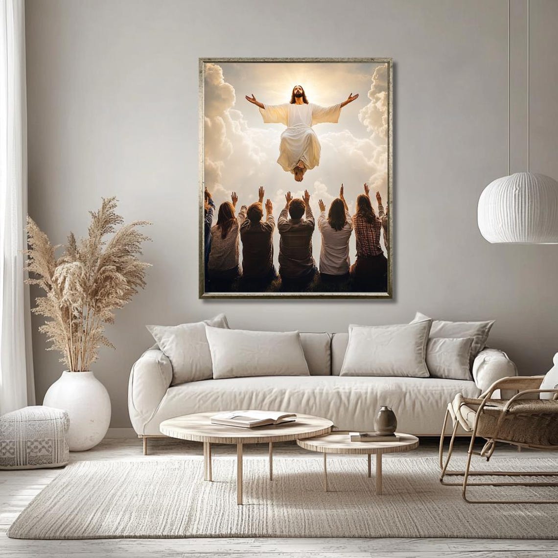 Jesus Ascending to Heaven With Arms Outstretched Over the Crowd Poster - Image 3