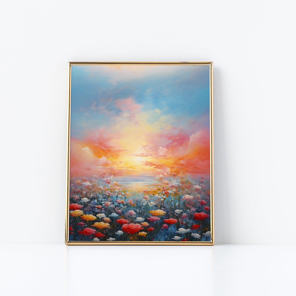 Sunset On The Big Island Hawaii Inspired Artwork Neo Abstract Expressionism Light Aquamarine And Yellow - Image 3