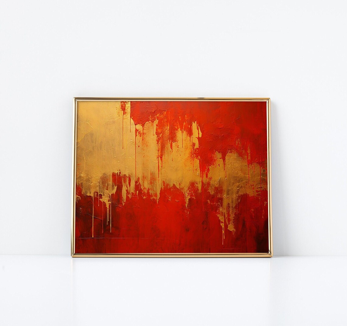 Red Orange Painted Textured Harmony Pattern - Image 3
