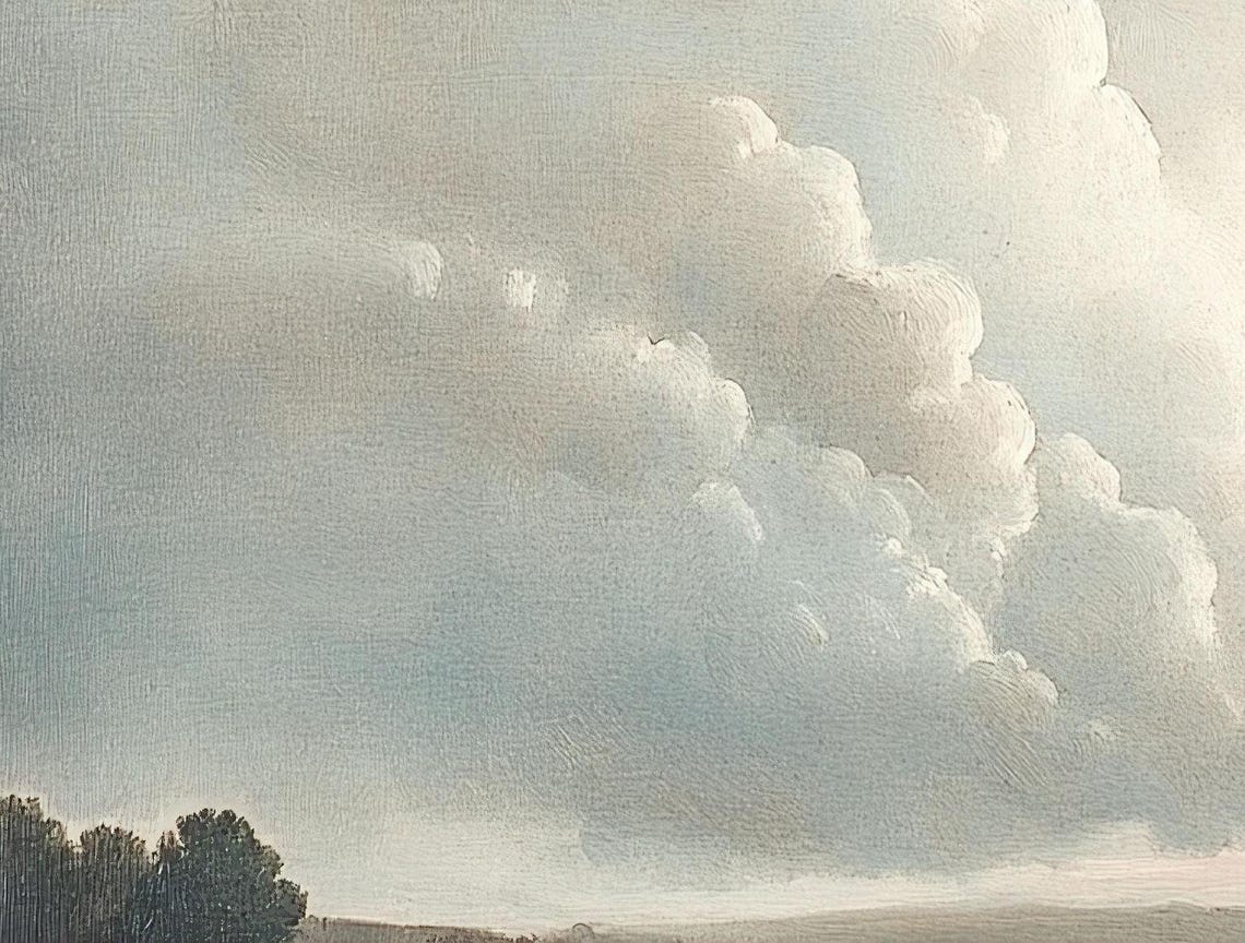 Ethereal Cumulus Cloudscape Romantic Sky Oil Painting Poster - Image 3