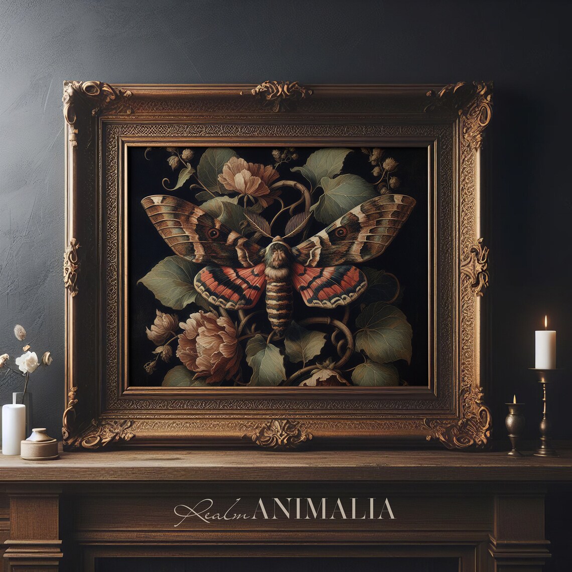 Moth Print, Dark Academia Gothic Wall Art - Image 3