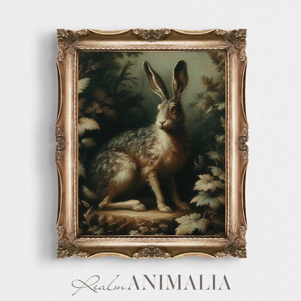 Vintage Rabbit Painting, Antique Hare Art Print - Image 2