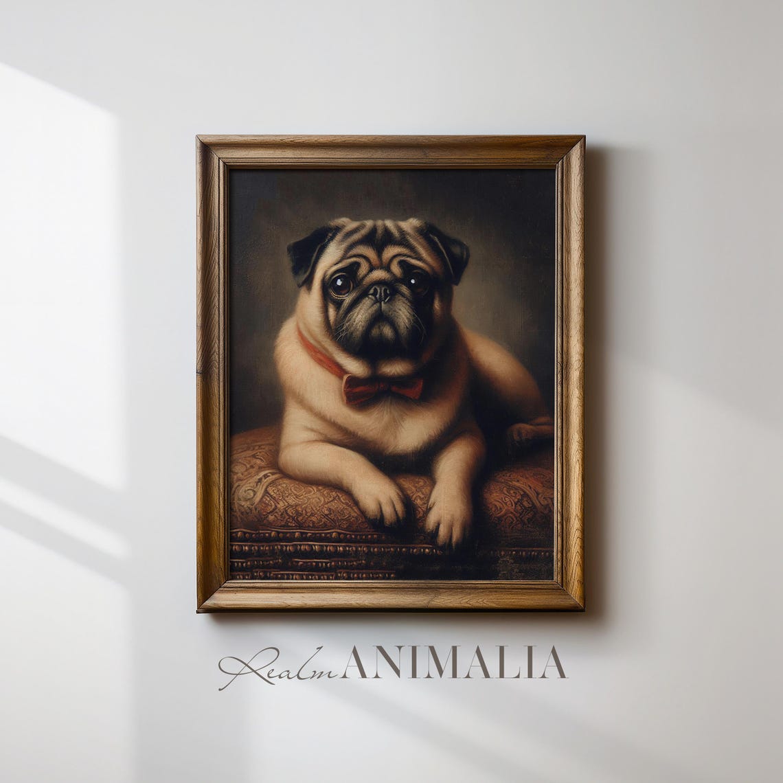 Pug Portrait Print Wall Art Vintage Style Dog Painting Pet Portrait Fine Art Fawn Pug Dog Wall Art Pg001 - Image 2