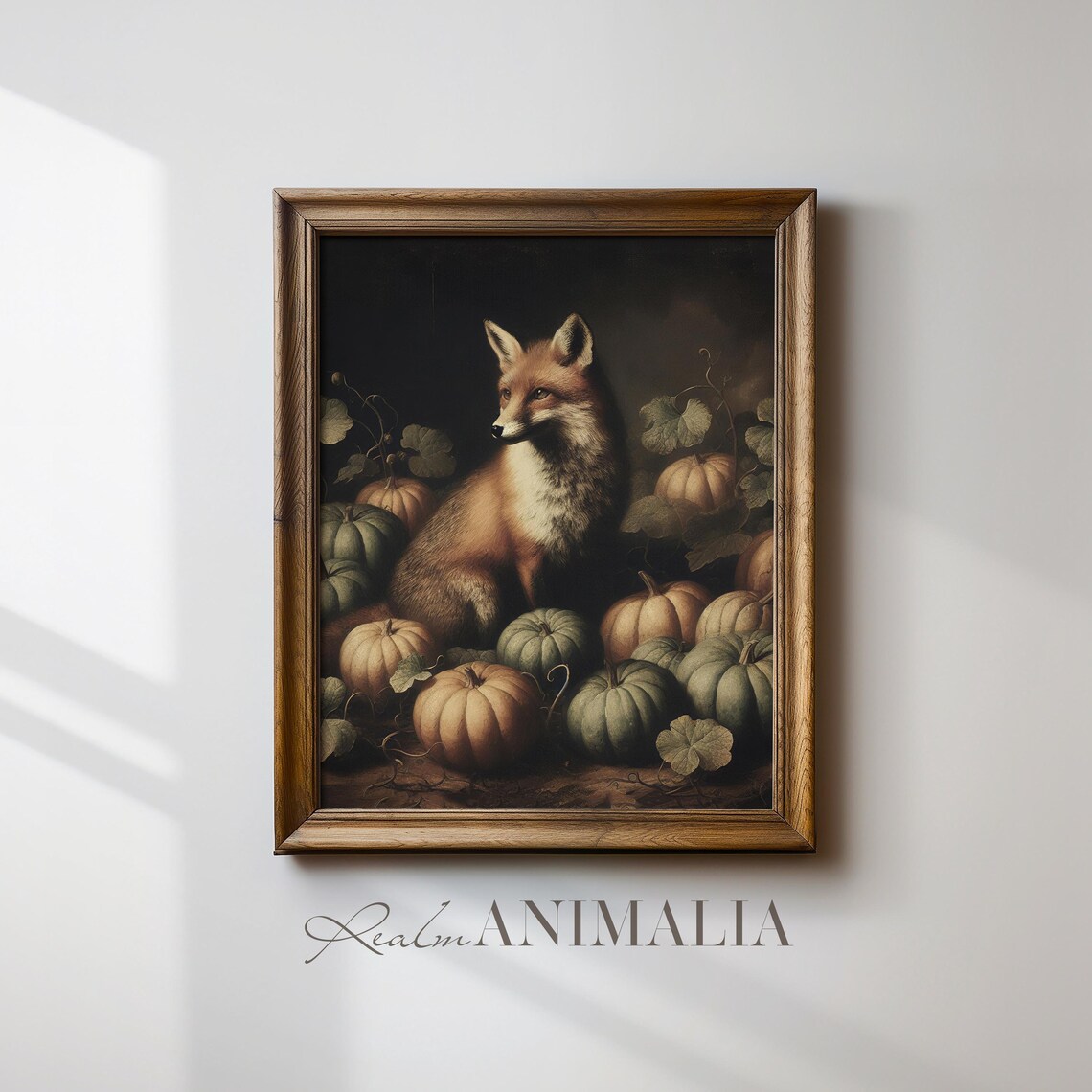 Fox In Pumpkin Patch Vintage Halloween Art Print - Image 4