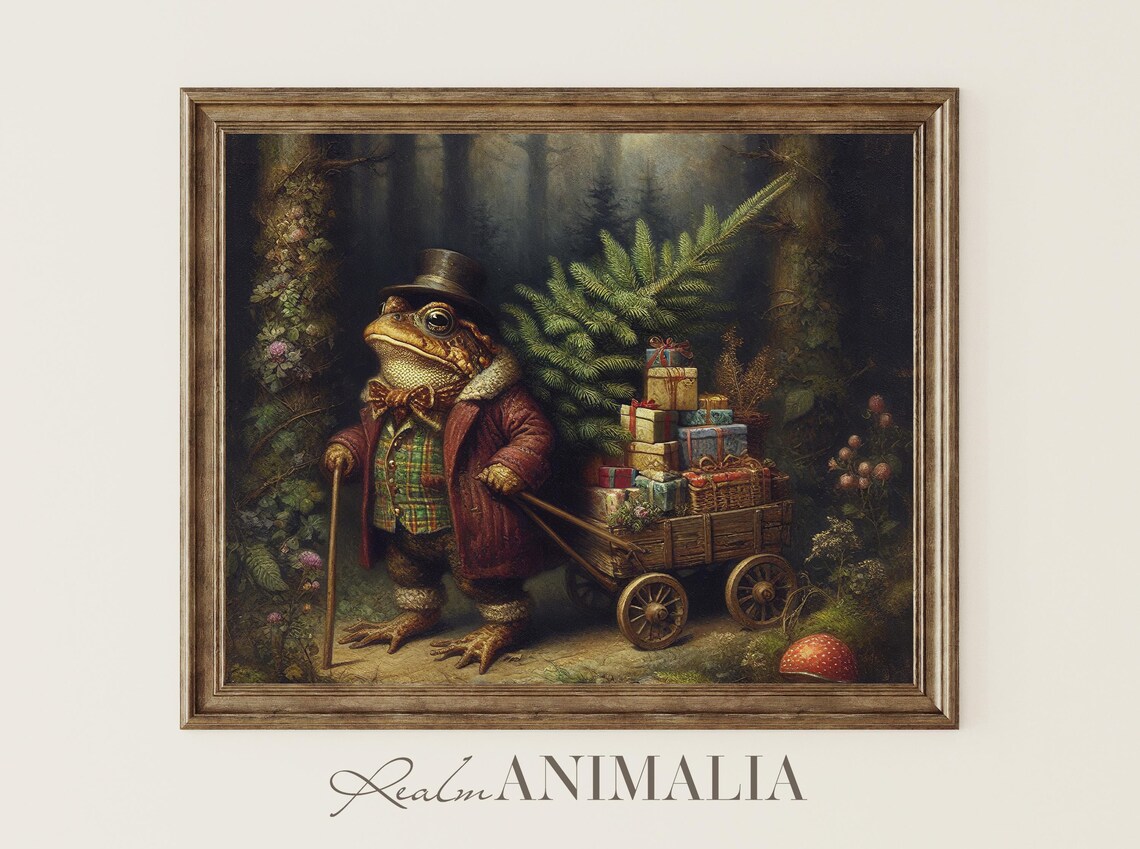 Christmas Toad Moody Storybook Art Print