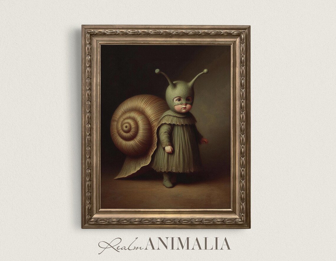 Child in Snail Costume Vintage Halloween Portrait