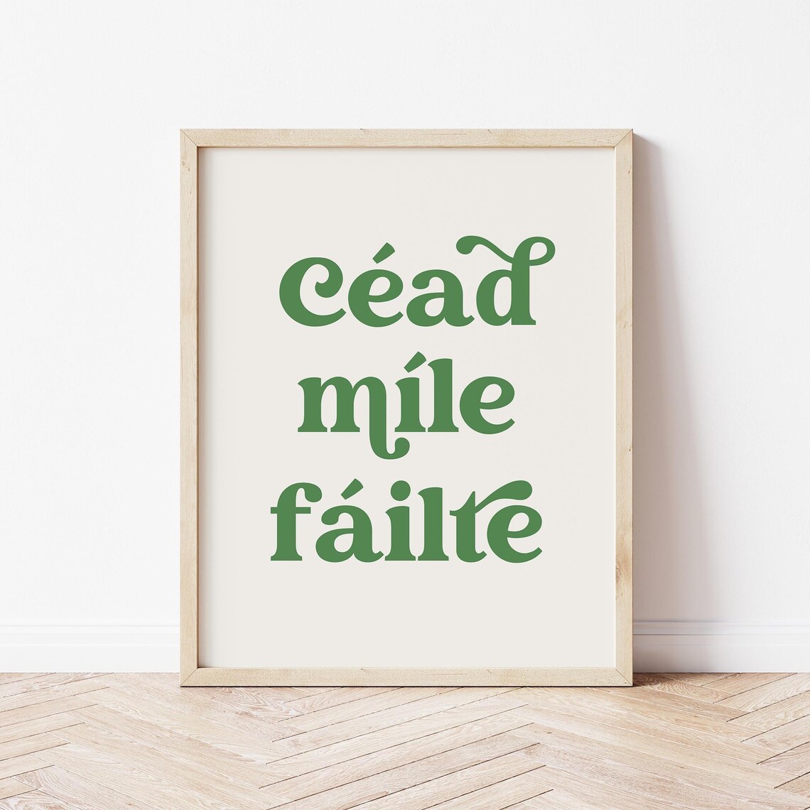 Cead Mile Failte Irish Gaelic Welcome Sign Green Typography Poster - Image 3