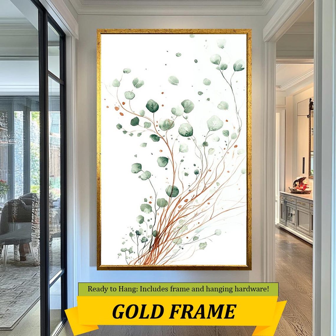 Delicate Eucalyptus Branch Watercolor Sage Green Leaf Botanical Poster - Image 3