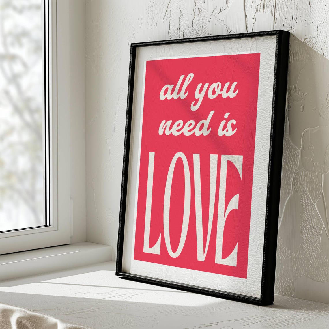 All You Need Is Love Pink Bold Script Serif Typography Love Poster - Image 3