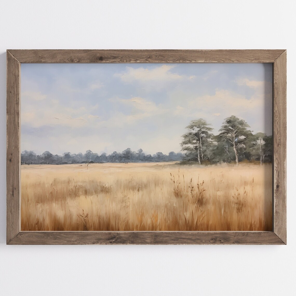 Golden Wheat Field and Tall Trees Soft Summer Countryside Poster