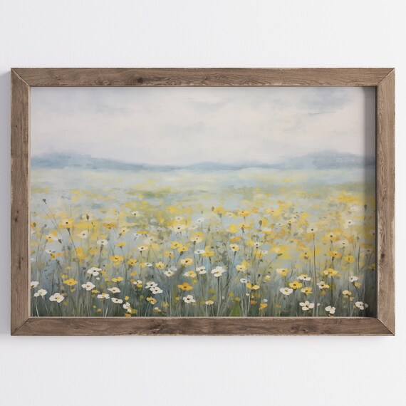 Yellow Wildflower Field Meadow Impressionist Summer Floral Landscape Poster
