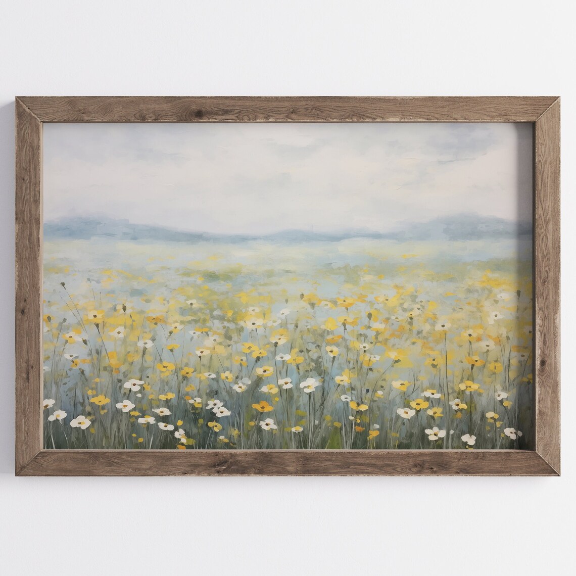 Yellow Wildflower Field Meadow Impressionist Summer Floral Landscape Poster