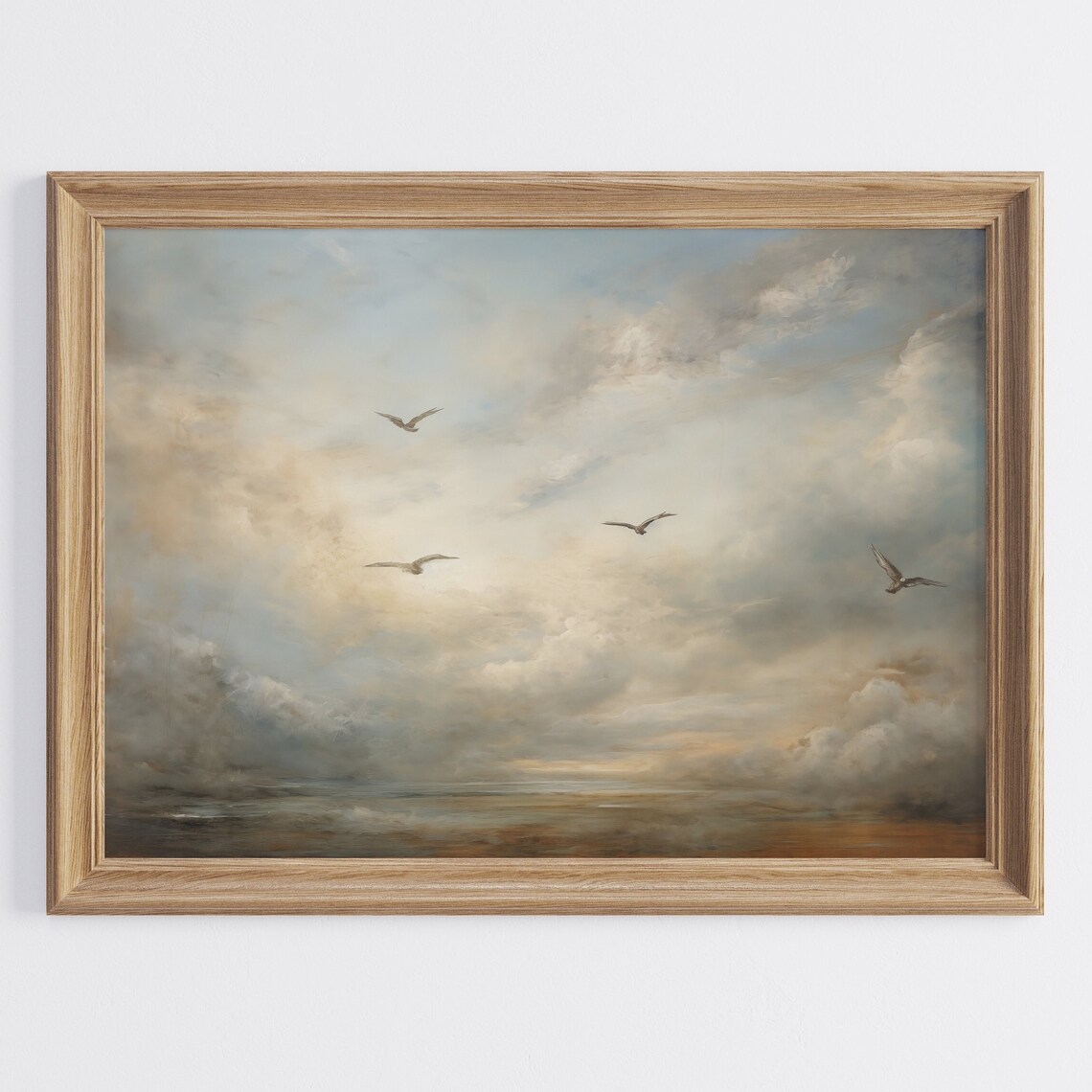 Neutral Sky Vintage Cloud Landscape Art Print