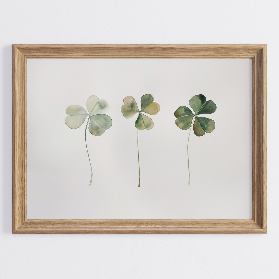 Shamrock Trio Watercolor Saint Patricks Day Boho Decor Wall Art