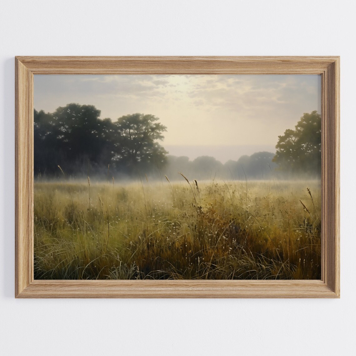 Green Countryside Landscape Art Print, Vintage Rustic
