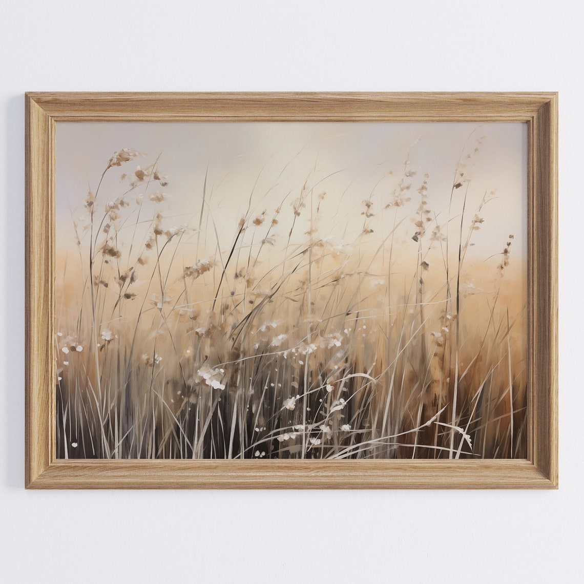 Dried Wild Grasses on Warm Beige Minimalist Botanical Poster