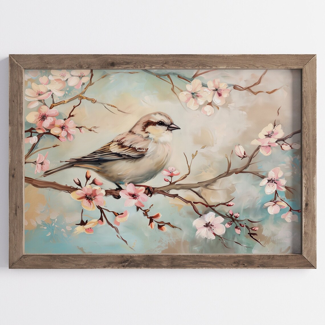 Bird Cherry Blossom Vintage Spring Tree Art Print