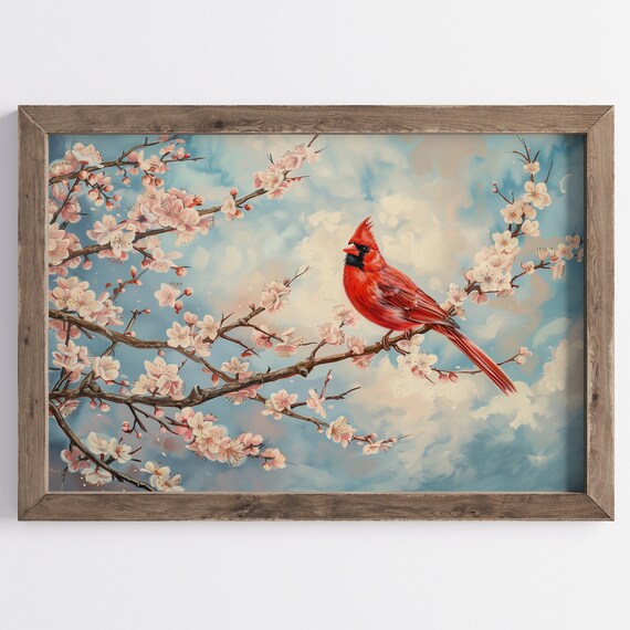 Vintage Spring Bird Cherry Blossom Art Print
